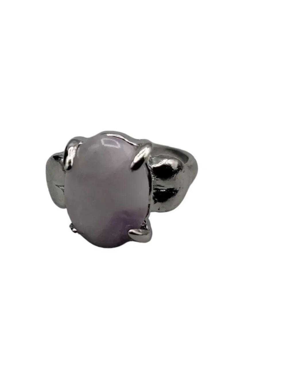 Purple Moonstone Ring Silver Plated Ladies Size 5.5 Heart Side Accents Vintage - Picture 13 of 16